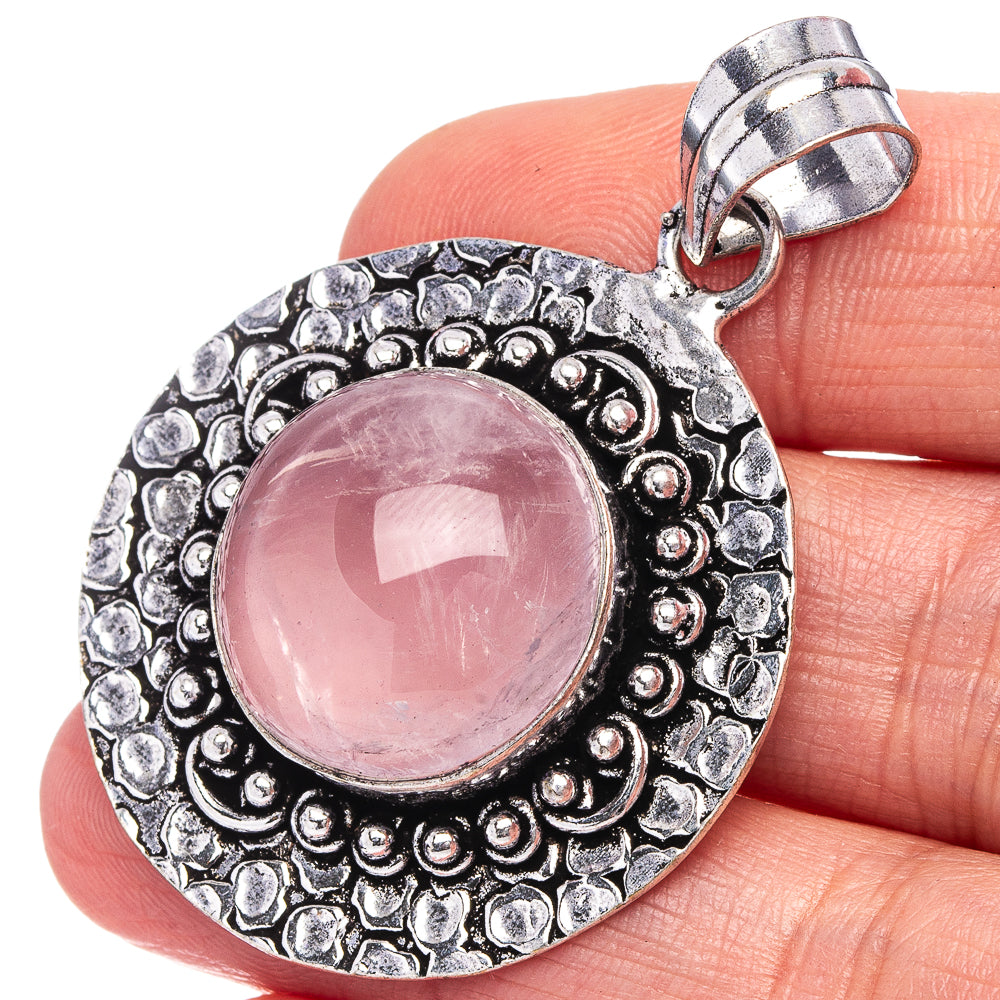 Rose Quartz Pendant 1 7/8" (German Silver)