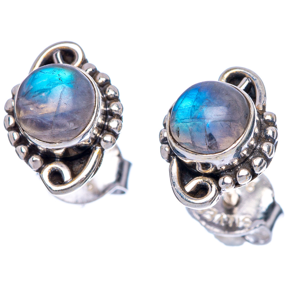 Rainbow Moonstone Dainty Earrings 3/8" (925 Sterling Silver) E2001