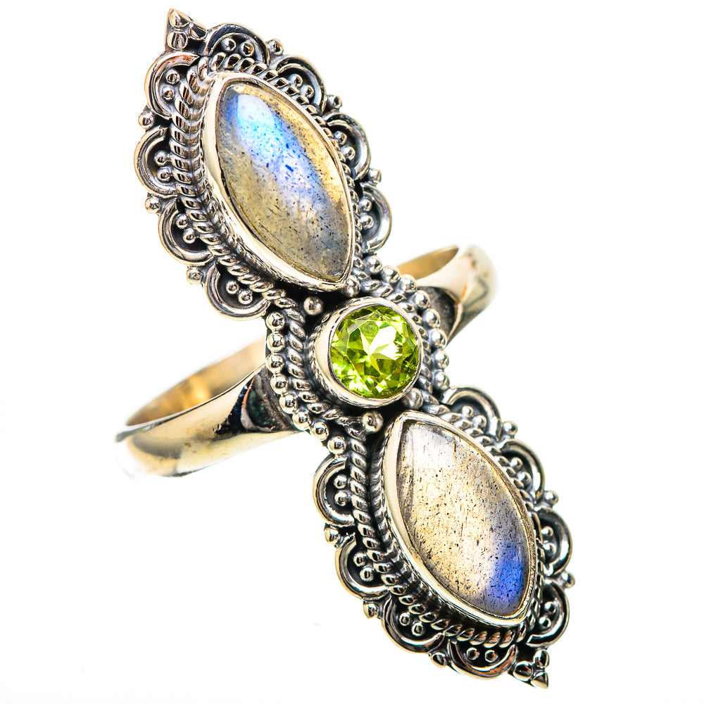 Large Labradorite, Peridot Ring Size 10.75 (925 Sterling Silver) RING137956