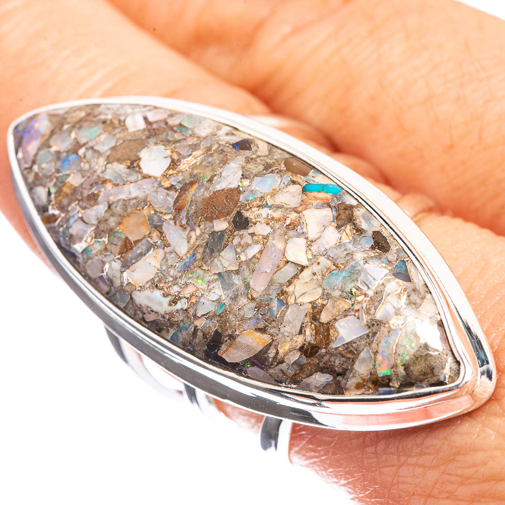 Huge Brecciated Ethiopian Opal 925 Sterling Silver Ring Size 8.25