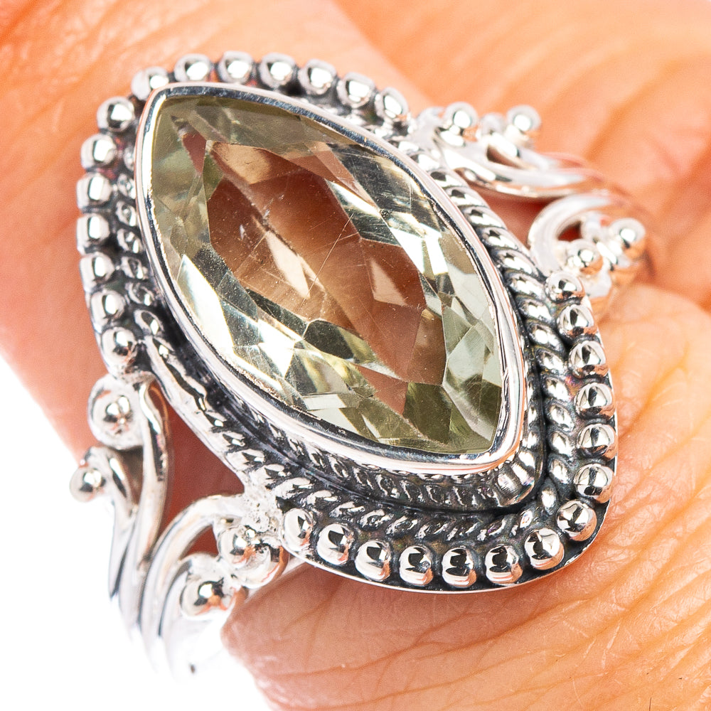 Premium Green Amethyst Ring Size 6.75 (.925 Sterling Silver)