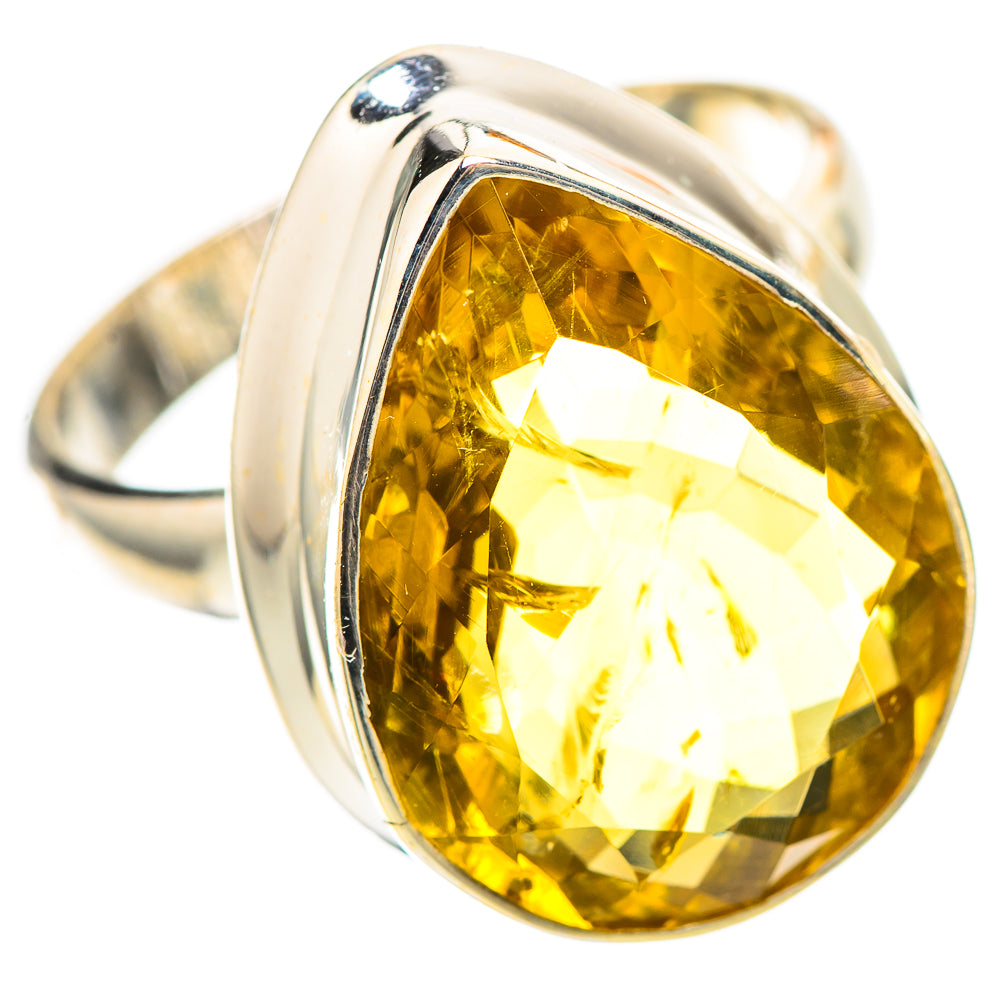 Large Faceted Citrine 925 Sterling Silver Ring Size 10 (925 Sterling Silver) RING139505
