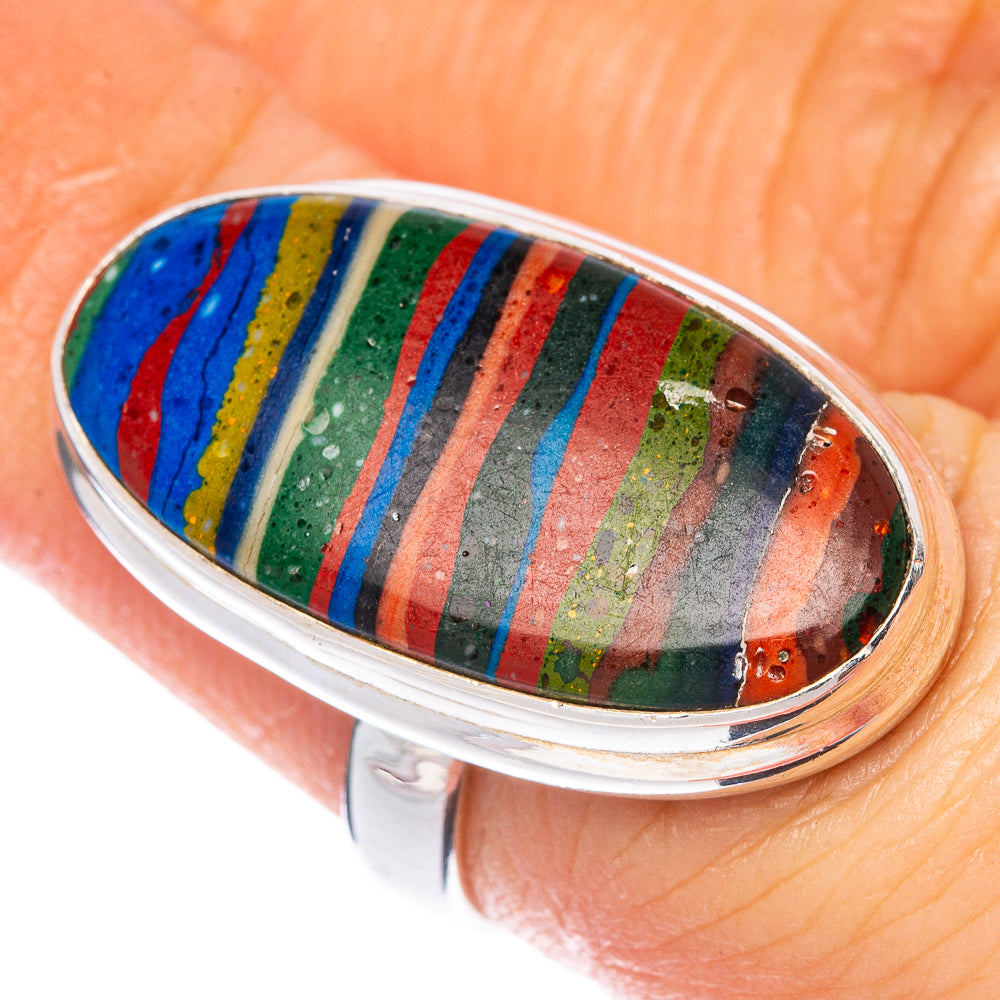 Rainbow Calsilica Ring Size 5.75 (925 Sterling Silver) R1469