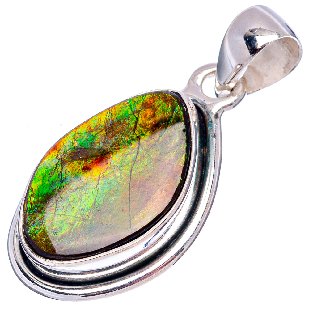 Premium Canadian Ammolite Pendant 1 1/4" (.925 Sterling Silver)