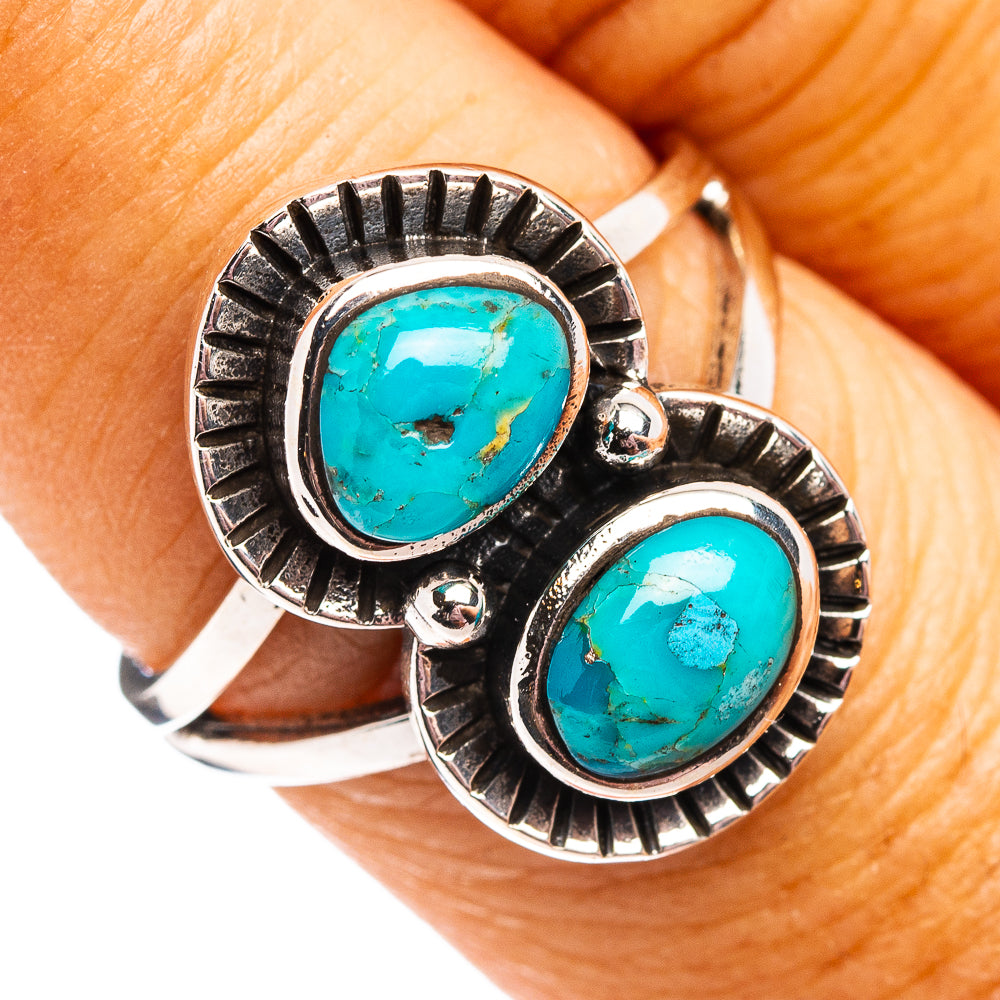 Native Style Mohave Turquoise Ring Size 7.5 (.925 Sterling Silver)