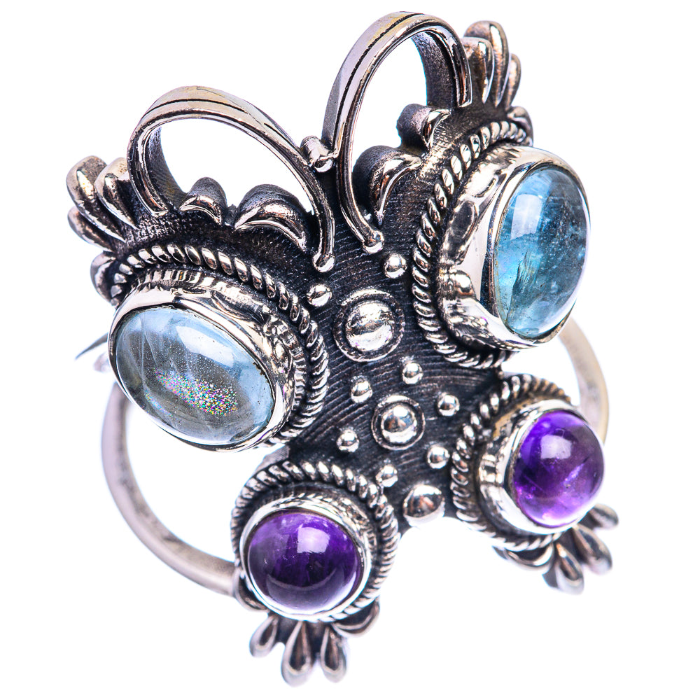 Large Aquamarine, Amethyst Ring Size 9.25 (925 Sterling Silver) R143069