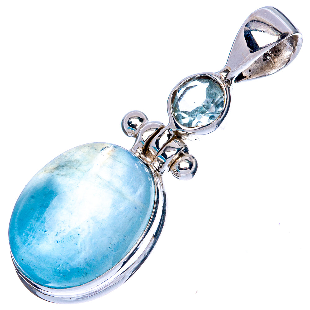Aquamarine, Blue Topaz Pendant 1 1/4" (925 Sterling Silver) P42743