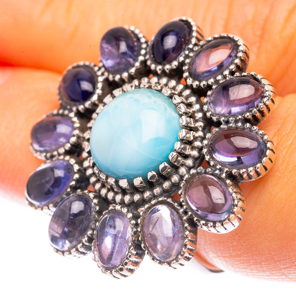 Large Larimar, Tanzanite Ring Size 6.5 (925 Sterling Silver) R141603
