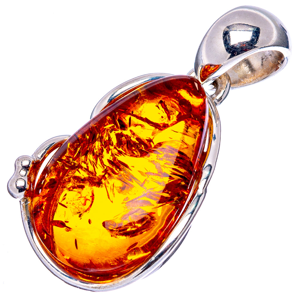 Baltic Amber Pendant 1 1/4" (.925 Sterling Silver)
