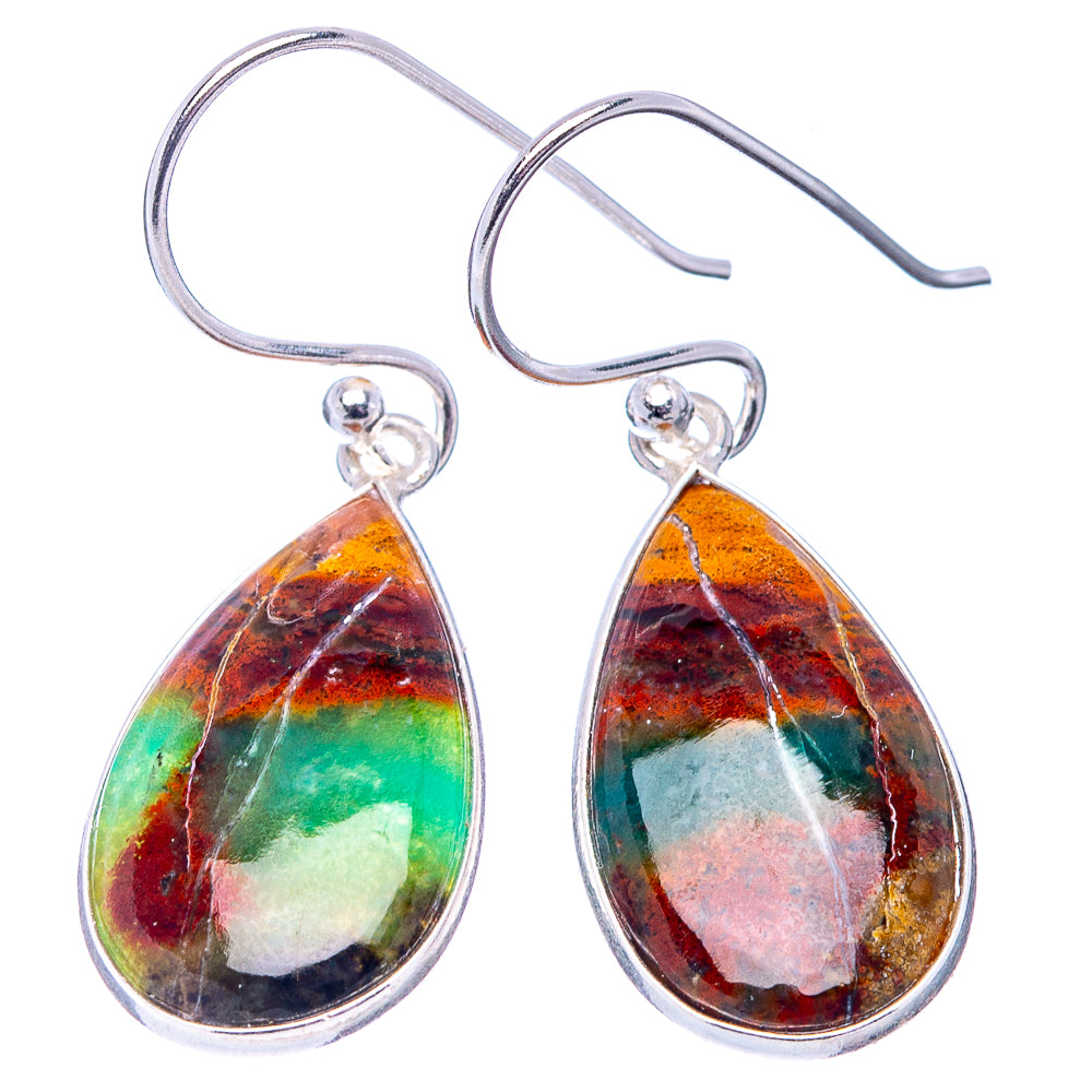 Bloodstone Earrings 1 3/8" (.925 Sterling Silver)