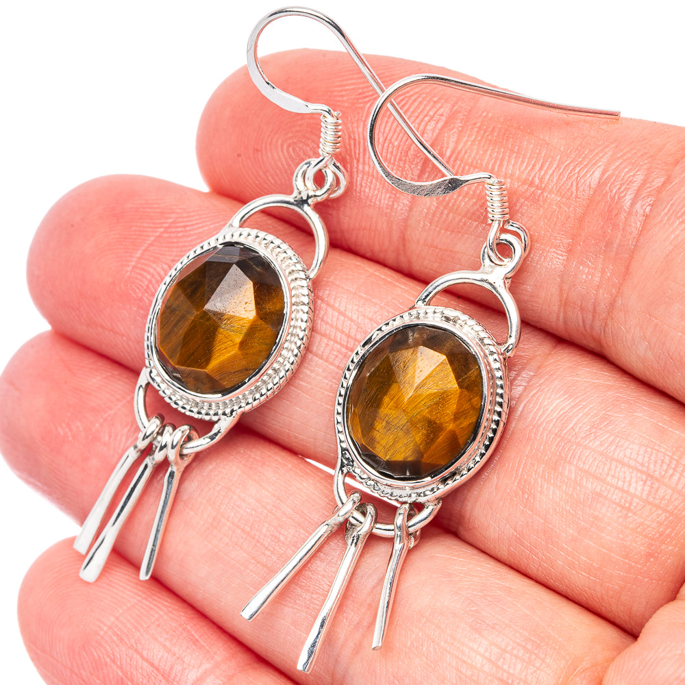 Asc Premium Tiger Eye Earrings 2" (925 Sterling Silver) E1334