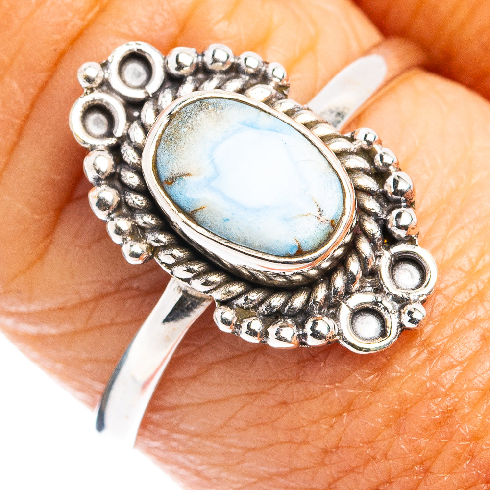 Golden Hills Turquoise Dainty Ring Size 8.75 (.925 Sterling Silver)