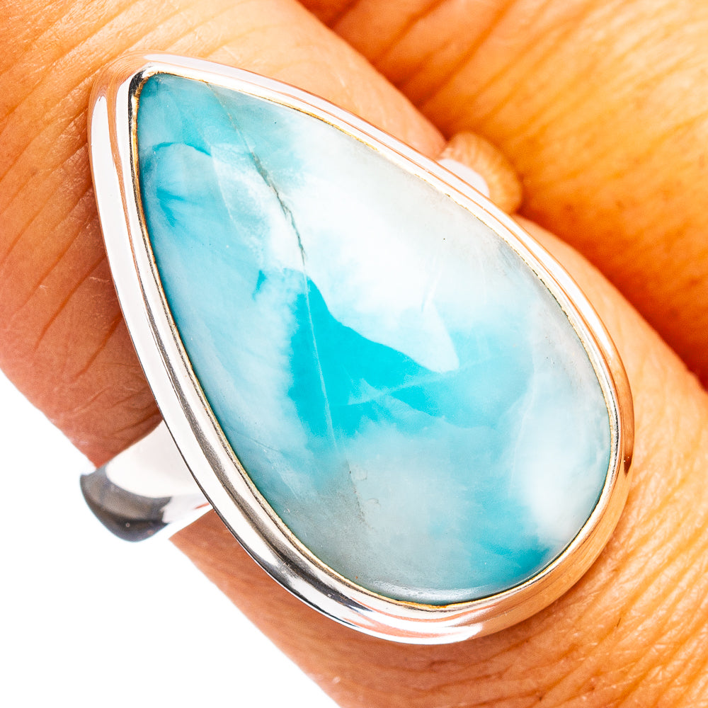 Premium Larimar Ring Size 8 (.925 Sterling Silver)