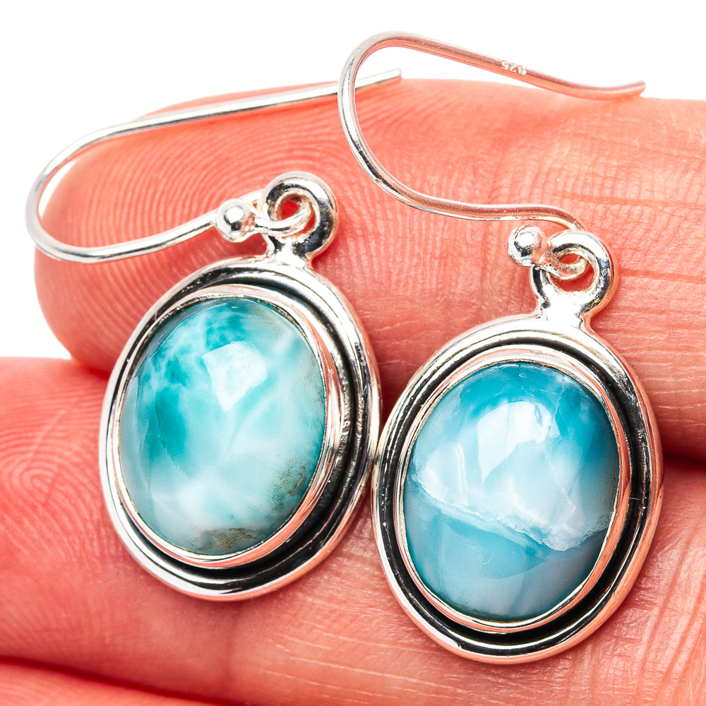 Larimar Earrings 1 3/8" (.925 Sterling Silver)