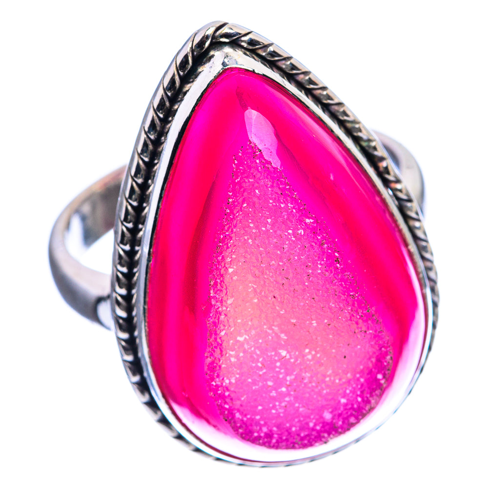 Large Pink Agate Druzy Ring Size 10.5 (925 Sterling Silver) R142505