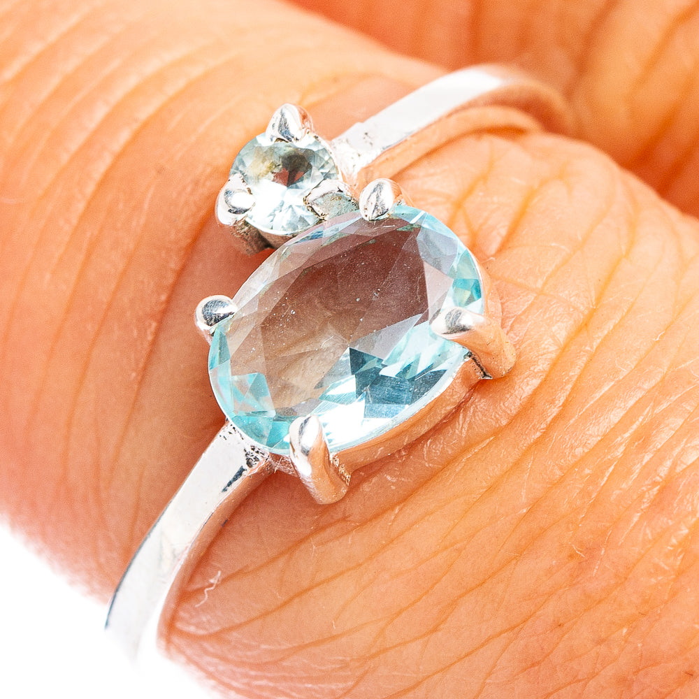Blue Topaz Dainty Ring Size 7.5 (.925 Sterling Silver)