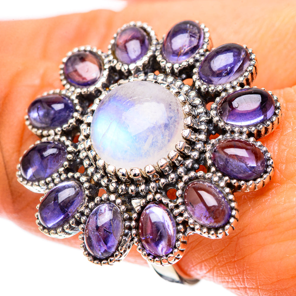 Large Rainbow Moonstone, Tanzanite Ring Size 9.25 (925 Sterling Silver) RING137962