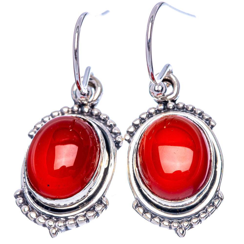 Red Onyx Dainty Earrings 1 3/8" (925 Sterling Silver) E2015