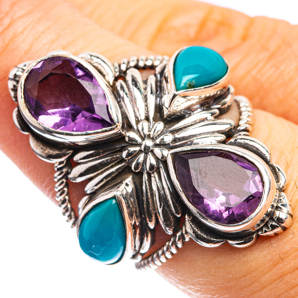 Large Amethyst, Sleeping Beauty Turquoise Ring Size 6.75 (925 Sterling Silver) R143023