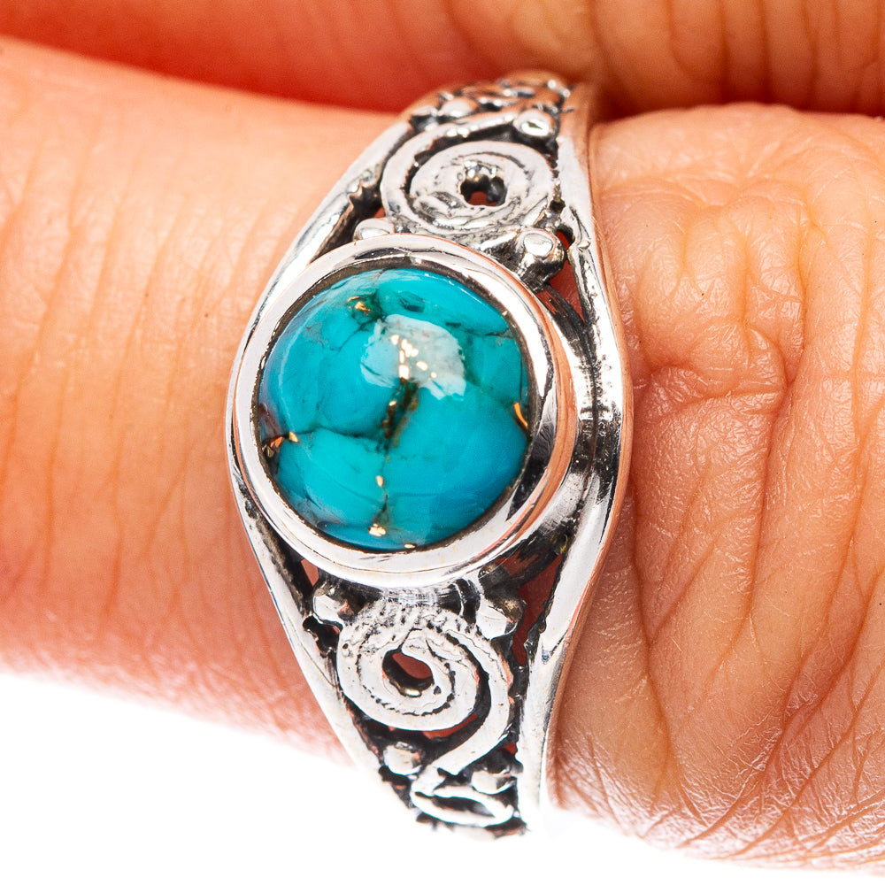 Blue Copper Composite Turquoise 925 Sterling Silver Ring Size 6.75 (925 Sterling Silver) R5359