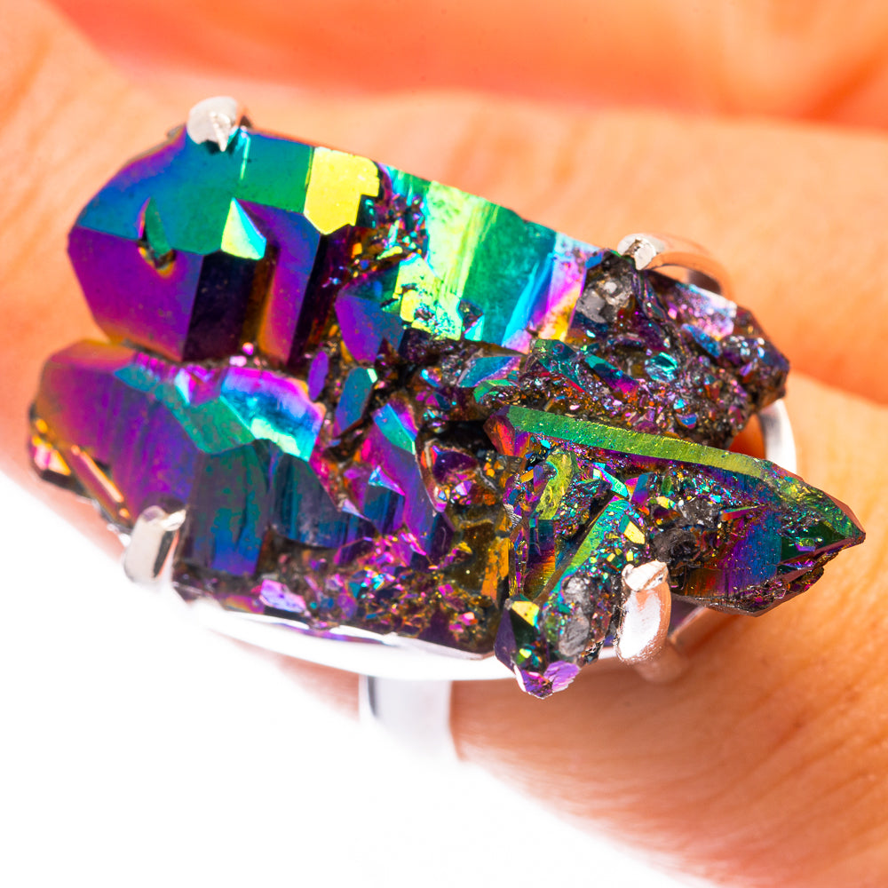 Large Titanium Sunshine Druzy Ring Size 7.5 (925 Sterling Silver) R141652