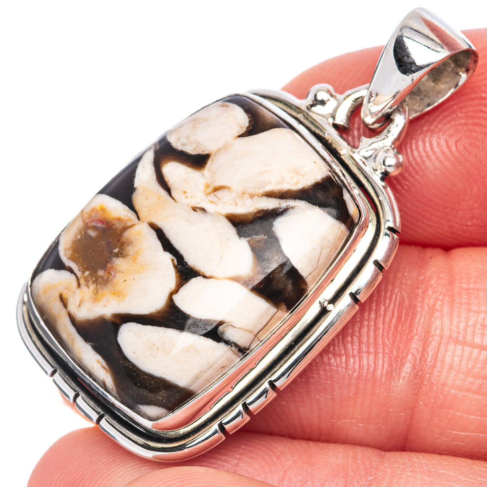Peanut Wood Jasper Pendant 1 3/8" (925 Sterling Silver) P41405