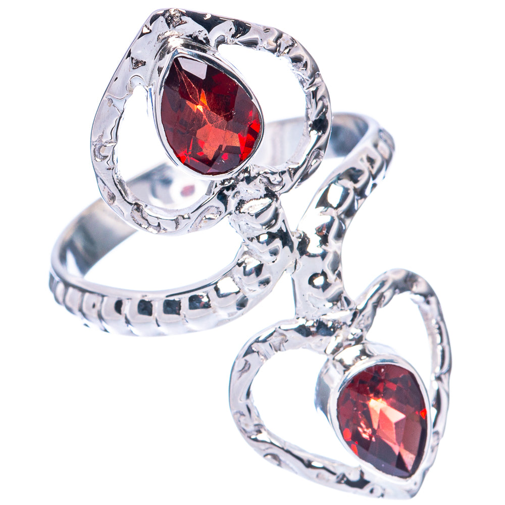 Premium Garnet Heart 925 Sterling Silver Ring Size 8 (925 Sterling Silver) R2651