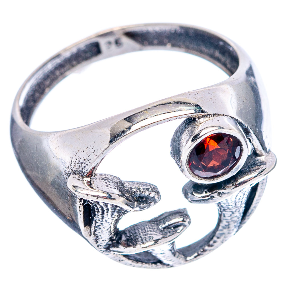 Garnet Mushroom Dainty Ring Size 6 (.925 Sterling Silver)