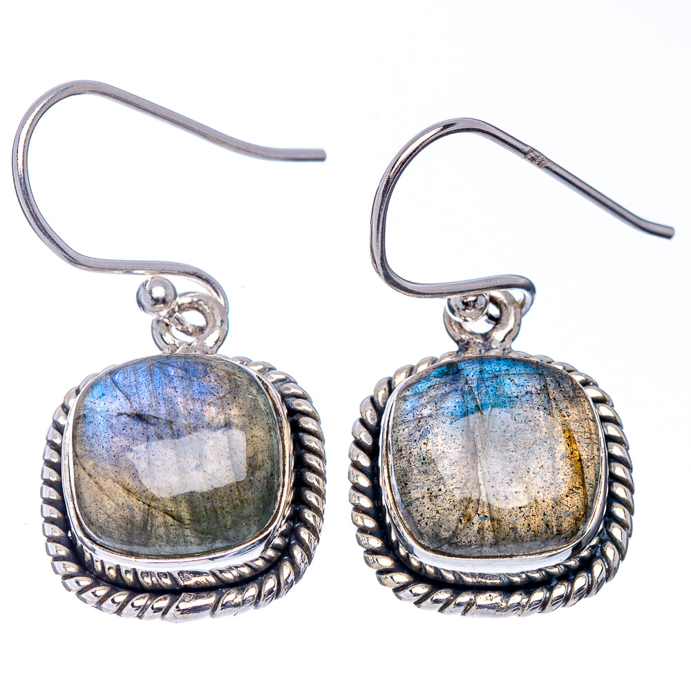 Labradorite Earrings 1 1/8" (.925 Sterling Silver)