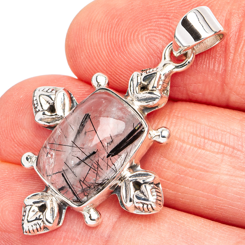 Premium Tourmalinated Quartz Pendant 1 3/8" (925 Sterling Silver) P45043