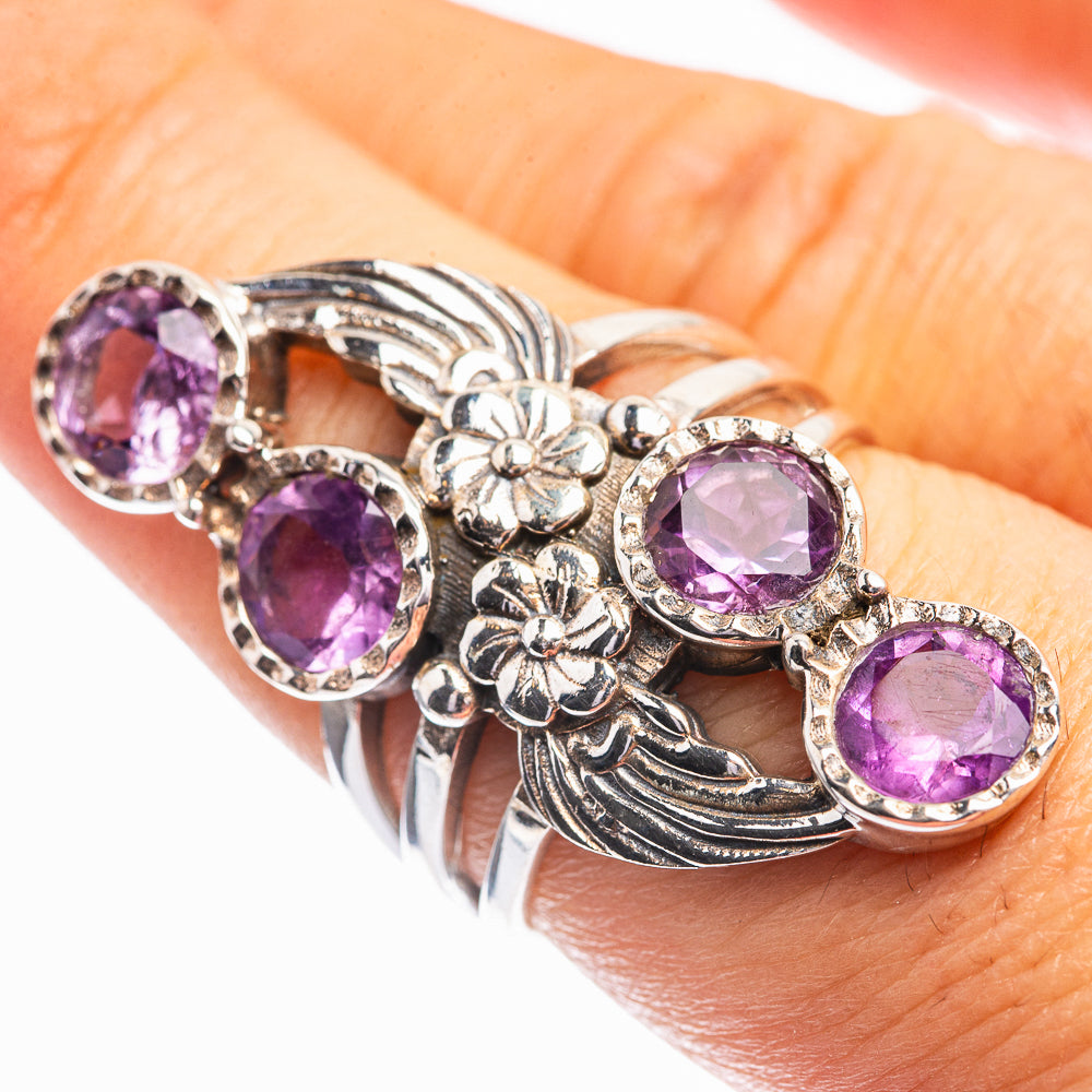 Faceted Amethyst Ring Size 6.75 (925 Sterling Silver) R142012