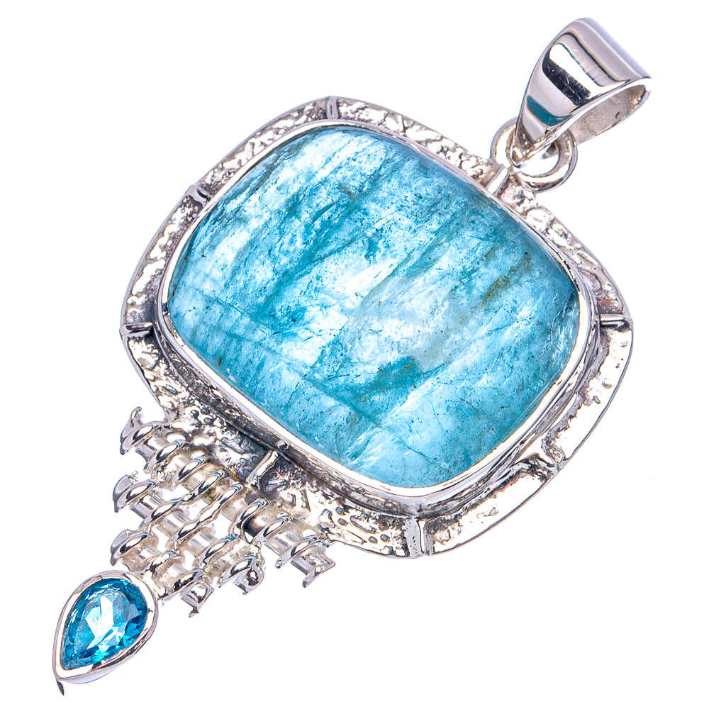 Signature Aquamarine, Blue Topaz Pendant 1 3/4" (.925 Sterling Silver)