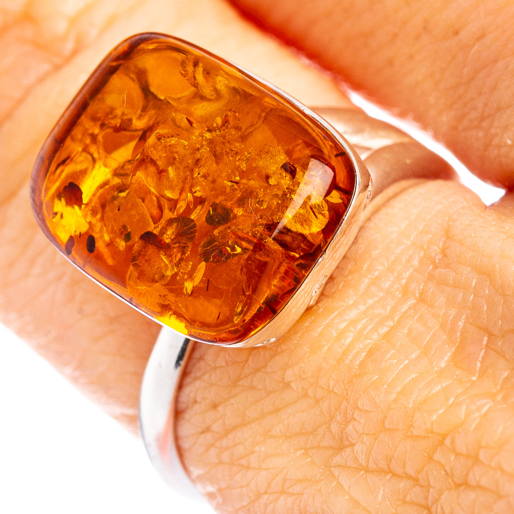 Baltic Amber Ring Size 7 Adjustable (.925 Sterling Silver)