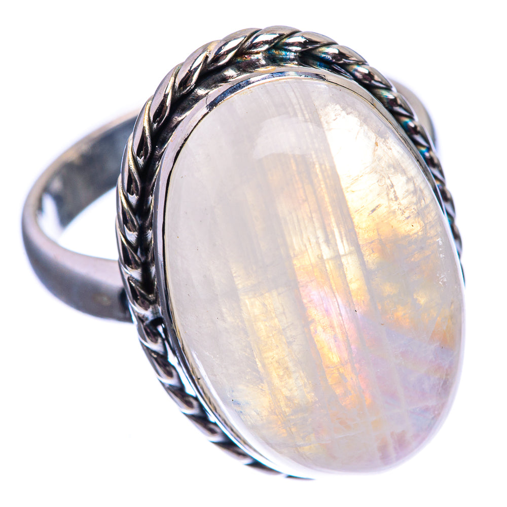 Rainbow Moonstone Ring Size 7.5 (925 Sterling Silver) R142111