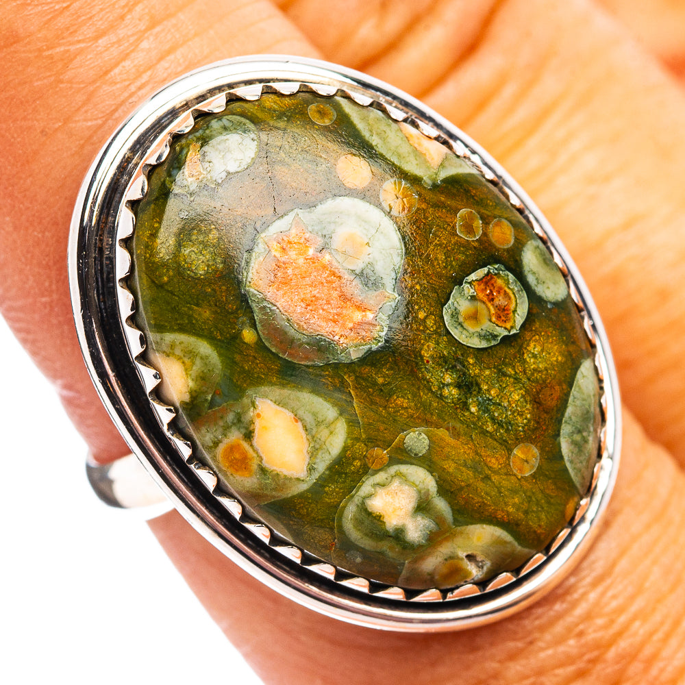 Rainforest Rhyolite Ring Size 7.75 (.925 Sterling Silver)