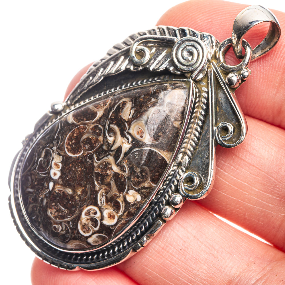 Turritella Agate Pendant 2" (925 Sterling Silver) P39196