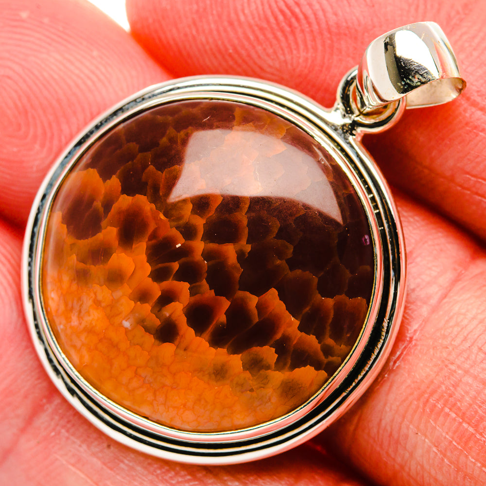 Fire Crab Agate Pendant 1 1/2" (925 Sterling Silver) PD37890