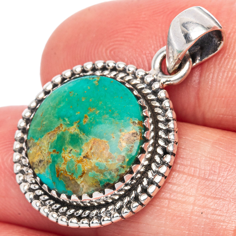 Rare Arizona Turquoise Pendant 1 1/8" (925 Sterling Silver) P42015