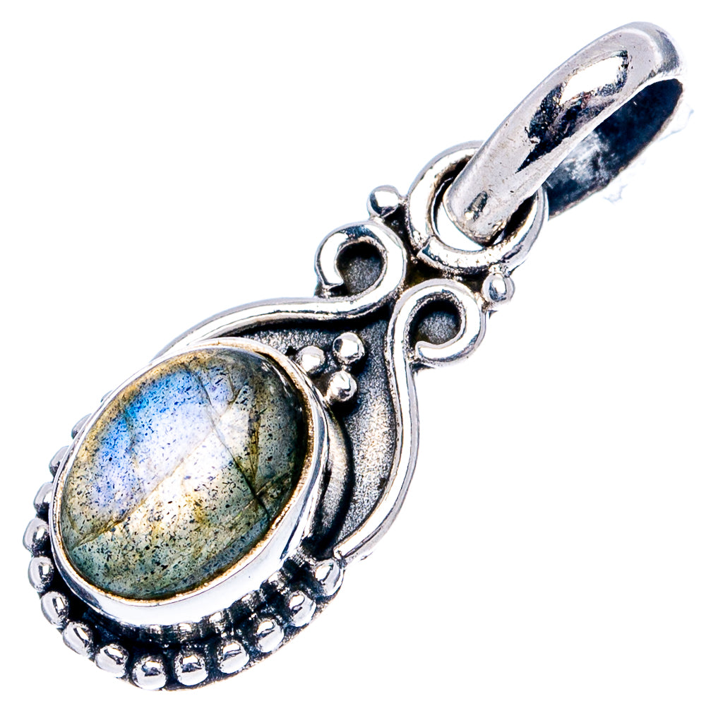 Labradorite Dainty Pendant 7/8" (.925 Sterling Silver)