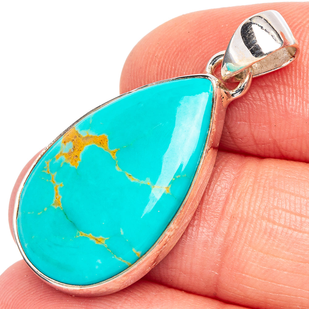 Rare Kingman Turquoise Pendant 1 3/8" (925 Sterling Silver) P44960