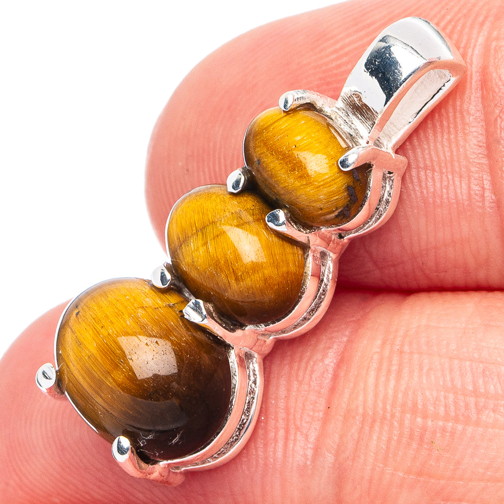 Dainty Tiger Eye Pendant 1" (925 Sterling Silver) P45356