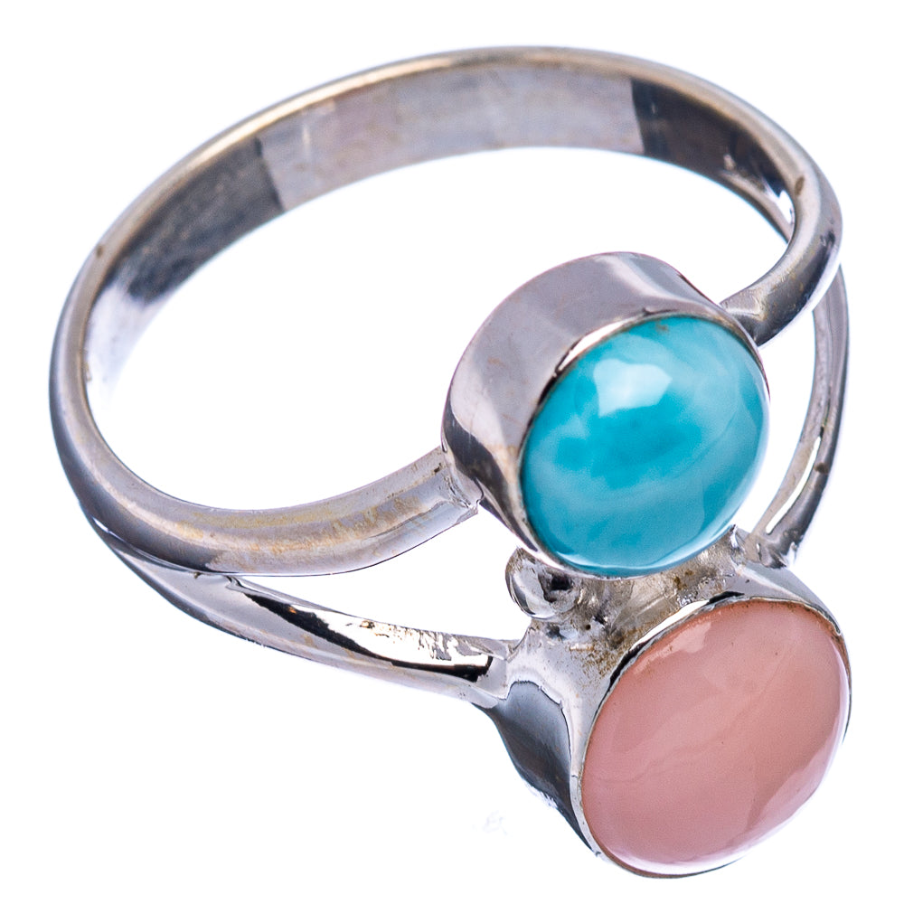 Rare Larimar, Pink Opal Ring Size 8 (.925 Sterling Silver)
