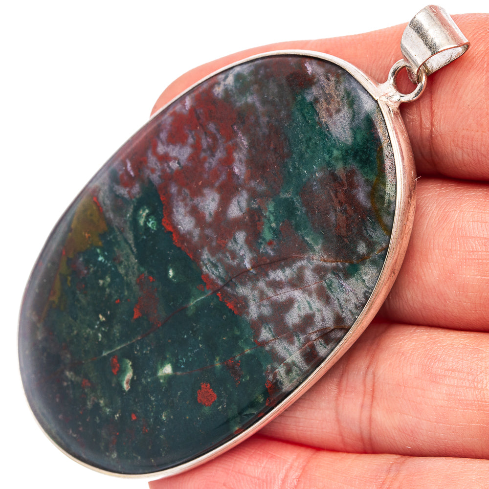 Bloodstone Pendant 2 3/4" (Silver Plated)