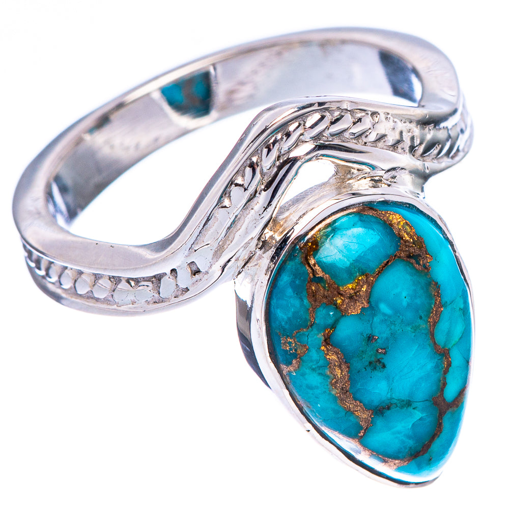 Premium Blue Copper Composite Turquoise Ring Size 6 (925 Sterling Silver) R1834