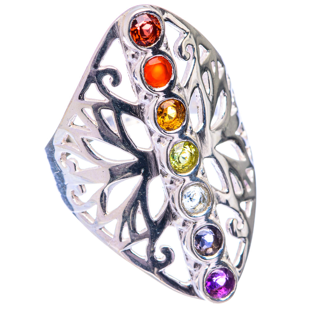 Rainbow Chakra Ring Size 8 (925 Sterling Silver) R140950
