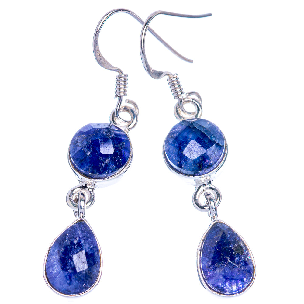 Sapphire Earrings 1 5/8" (925 Sterling Silver) E433506