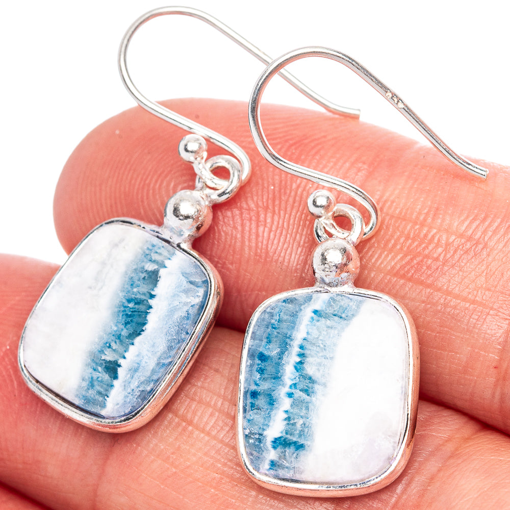 Blue Scheelite Earrings 1 1/4" (925 Sterling Silver) E1120