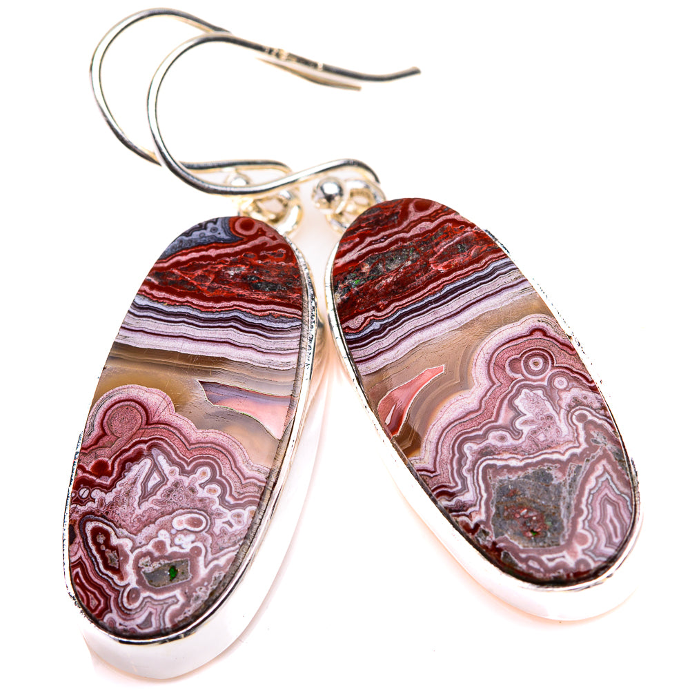 Crazy Lace Agate Earrings 1 5/8" (925 Sterling Silver) EARR432156