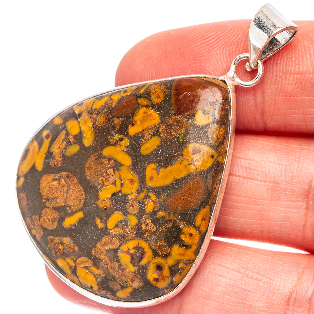 Bamboo Jasper Pendant 1 7/8" (Silver Plated)