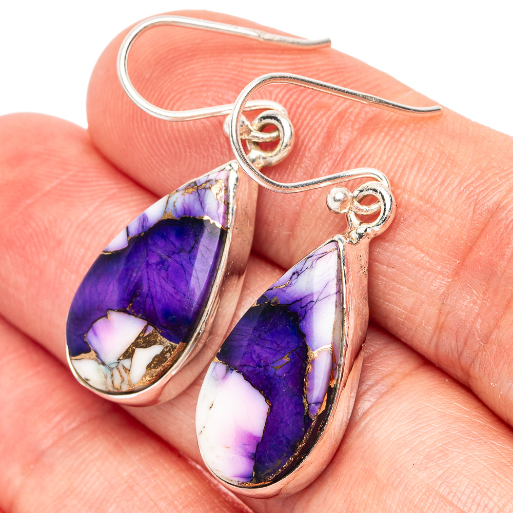 Purple Copper Composite Turquoise Earrings 1 3/8" (925 Sterling Silver) E2583